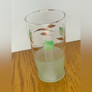 Vintage Libbey Anthurium Plant Leaves Frosted highball or tumbler glass
